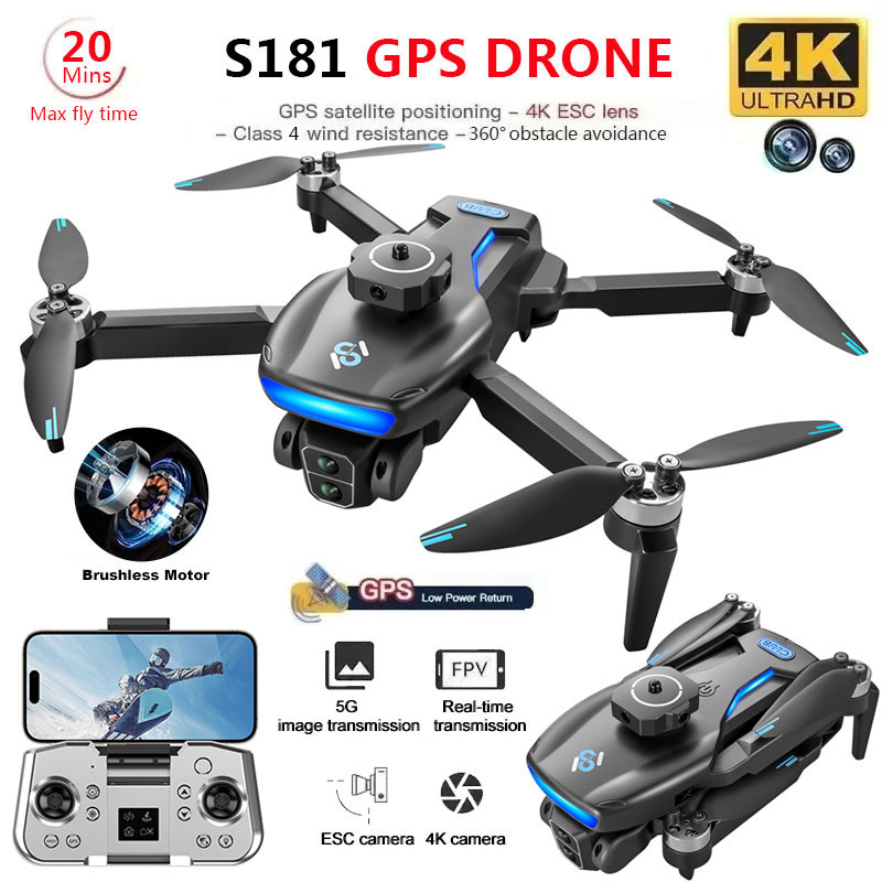 Fpv Brushless Rc Drone 4K - S181 gps drohne 4k profession elle